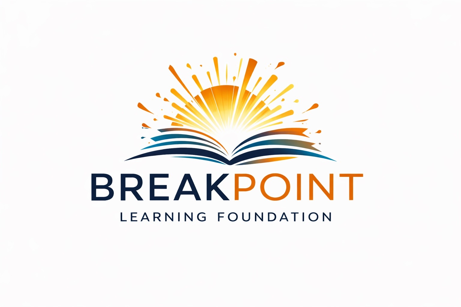 BreakPoint Learning Foundation logo: an open book with a sunrise of orange and gold rays, beneath the words BreakPoint Learning Foundation.